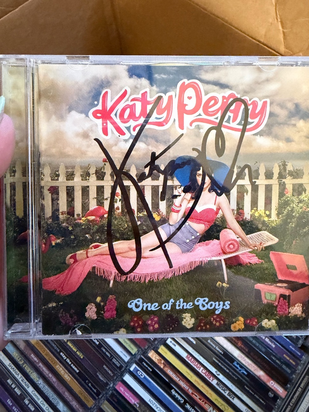 Katy Perry "One of the Boys" Autographed/Signed CD - Pink and Blue Cover